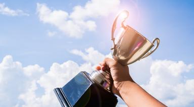 trophy in air