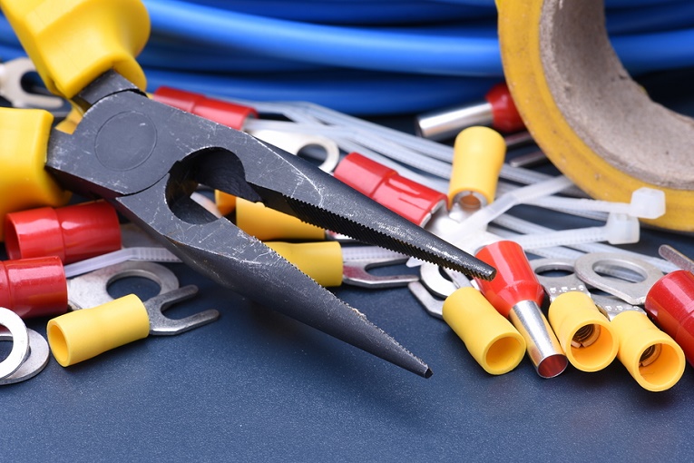 blue, yellow, red tools clamp