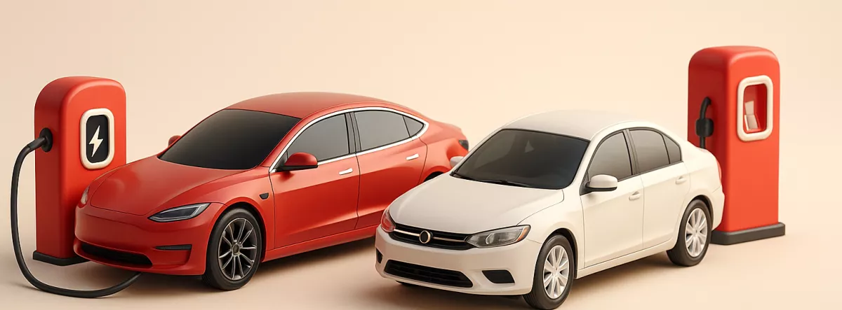Ev car and gas car