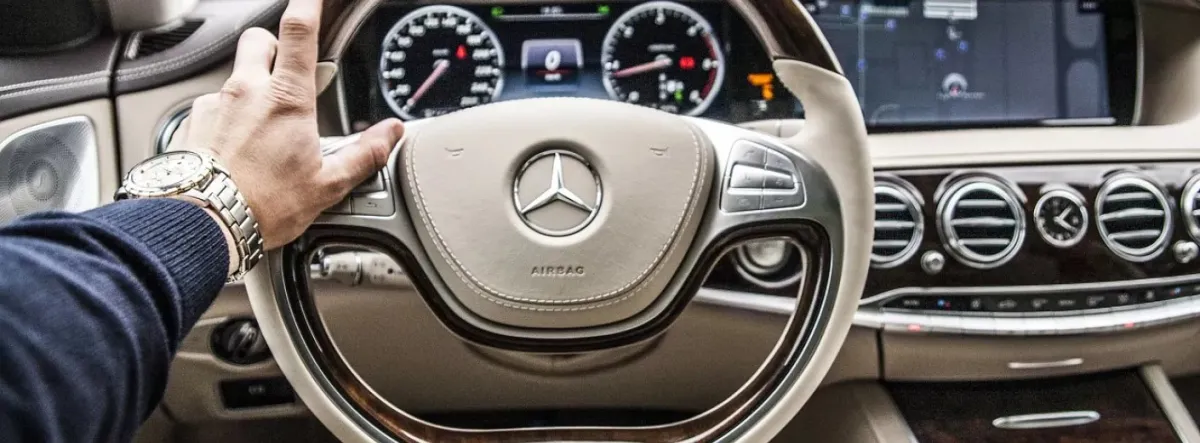 Steering wheel in car