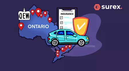 graphic of a car and map of Ontario