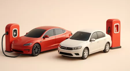 Ev car and gas car