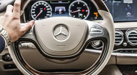 Steering wheel in car